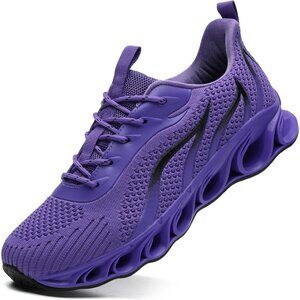 Men's All Dark Purple Lace Up Sport Walking  Running Sneakers Athletic Shoes